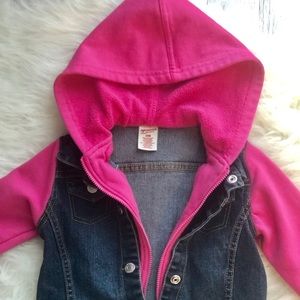 Arizona 24 mnths pink & denim zip/snap jacket